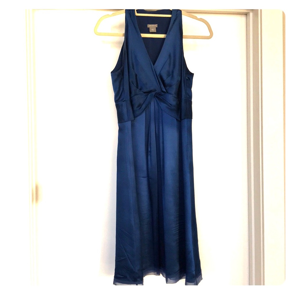 Royal blue silk cocktail dress Ann Taylor